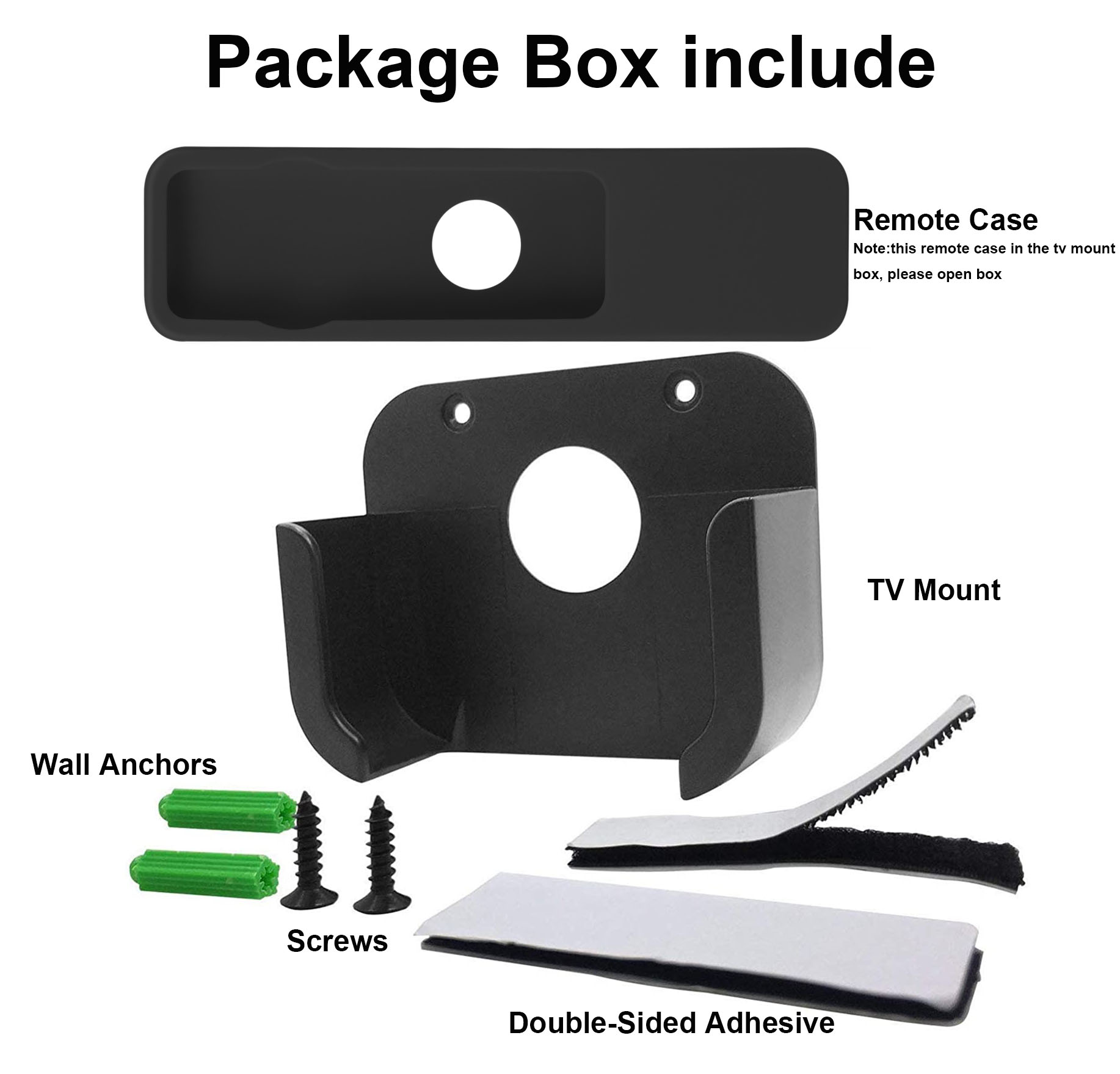 TOKERSE TV Mount with Remote Case Compatible with Apple TV 4th and 4K Generation - Wall Mount Bracket Holder and Siri Remote Silicone Protective Cover Skin Fit for Apple TV 4 HD and 4K 5th Gen - Black
